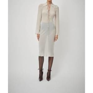 NEW BEARE PARK silk georgette tie blouse dress in powder